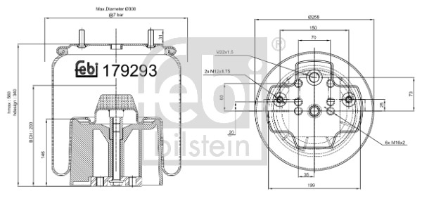 Burduf, suspensie pneumatica 179293 FEBI BILSTEIN