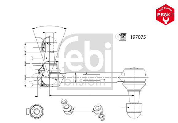 Brat/bieleta suspensie, stabilizator 197075 FEBI BILSTEIN