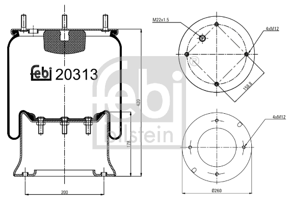 Burduf, suspensie pneumatica 20313 FEBI BILSTEIN