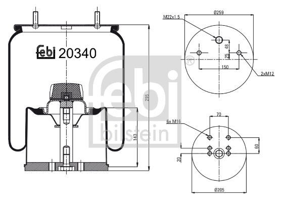 Burduf, suspensie pneumatica 20340 FEBI BILSTEIN