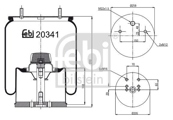 Burduf, suspensie pneumatica 20341 FEBI BILSTEIN