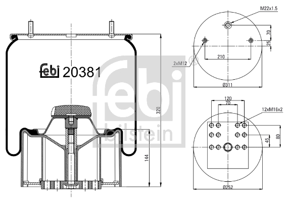 Burduf, suspensie pneumatica 20381 FEBI BILSTEIN