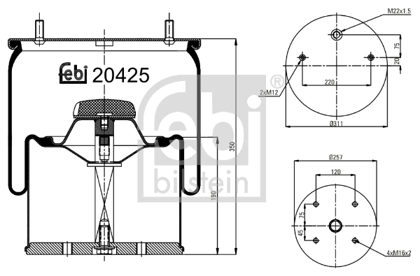 Burduf, suspensie pneumatica 20425 FEBI BILSTEIN