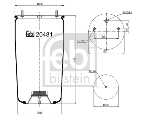 Burduf, suspensie pneumatica 20481 FEBI BILSTEIN