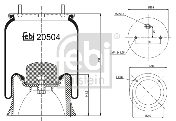 Burduf, suspensie pneumatica 20504 FEBI BILSTEIN