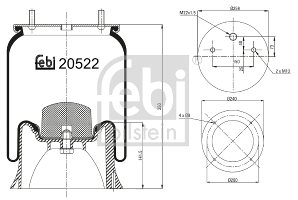 Burduf, suspensie pneumatica 20522 FEBI BILSTEIN