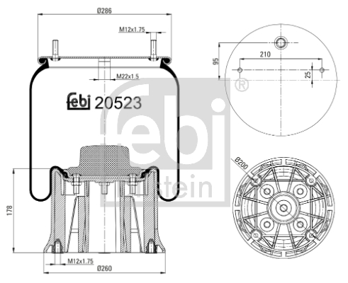 Burduf, suspensie pneumatica 20523 FEBI BILSTEIN