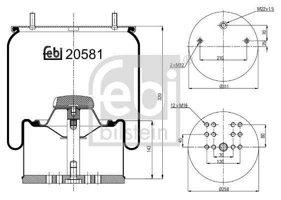 Burduf, suspensie pneumatica 20581 FEBI BILSTEIN