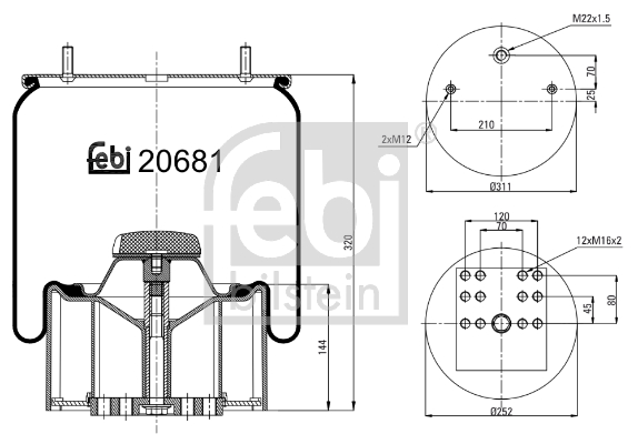 Burduf, suspensie pneumatica 20681 FEBI BILSTEIN