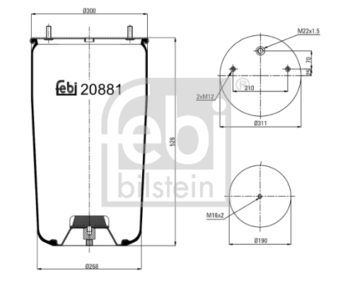 Burduf, suspensie pneumatica 20881 FEBI BILSTEIN