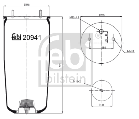 Burduf, suspensie pneumatica 20941 FEBI BILSTEIN