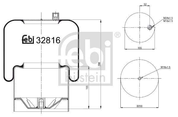 Burduf, suspensie pneumatica 32816 FEBI BILSTEIN