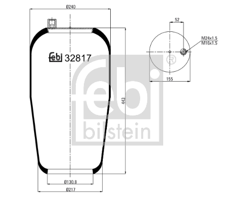 Burduf, suspensie pneumatica 32817 FEBI BILSTEIN