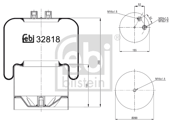 Burduf, suspensie pneumatica 32818 FEBI BILSTEIN