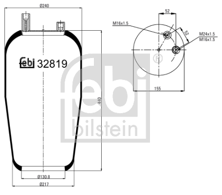 Burduf, suspensie pneumatica 32819 FEBI BILSTEIN