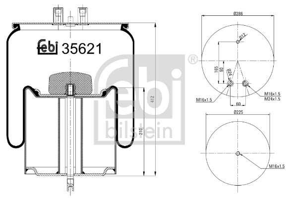 Burduf, suspensie pneumatica 35621 FEBI BILSTEIN