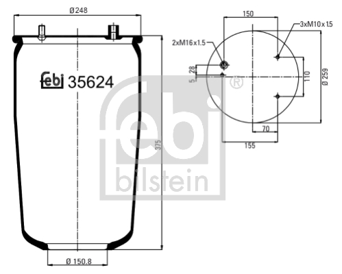 Burduf, suspensie pneumatica 35624 FEBI BILSTEIN