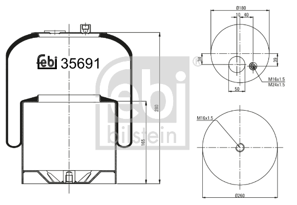 Burduf, suspensie pneumatica 35691 FEBI BILSTEIN