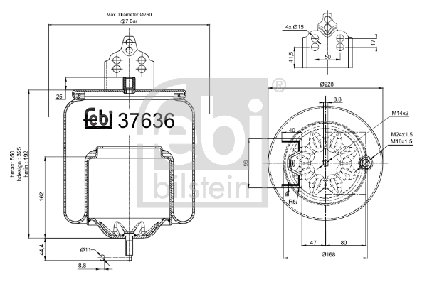 Burduf, suspensie pneumatica 37636 FEBI BILSTEIN