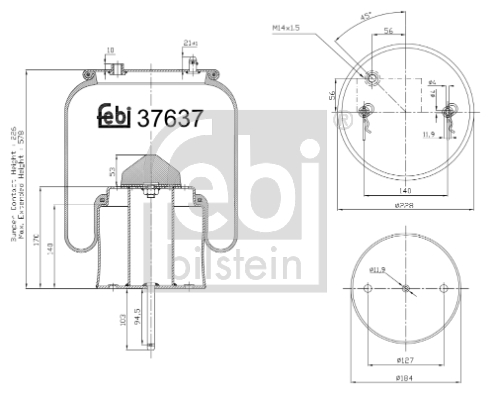 Burduf, suspensie pneumatica 37637 FEBI BILSTEIN