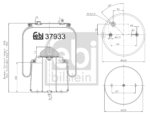 Burduf, suspensie pneumatica 37933 FEBI BILSTEIN