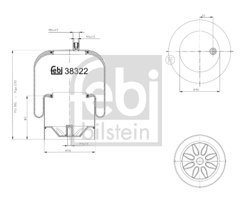 Burduf, suspensie pneumatica 38322 FEBI BILSTEIN