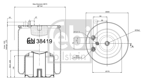 Burduf, suspensie pneumatica 38419 FEBI BILSTEIN