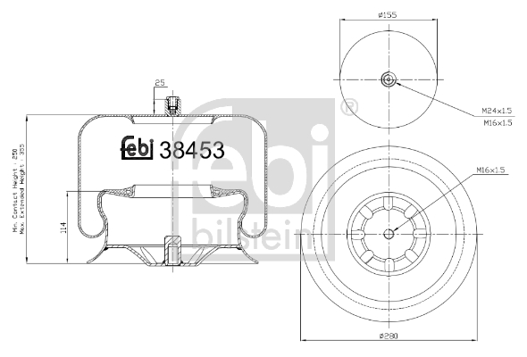 Burduf, suspensie pneumatica 38453 FEBI BILSTEIN