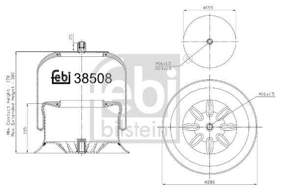 Burduf, suspensie pneumatica 38508 FEBI BILSTEIN