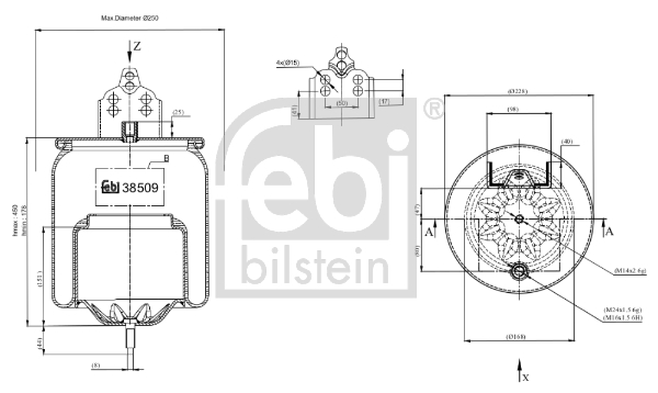 Burduf, suspensie pneumatica 38509 FEBI BILSTEIN