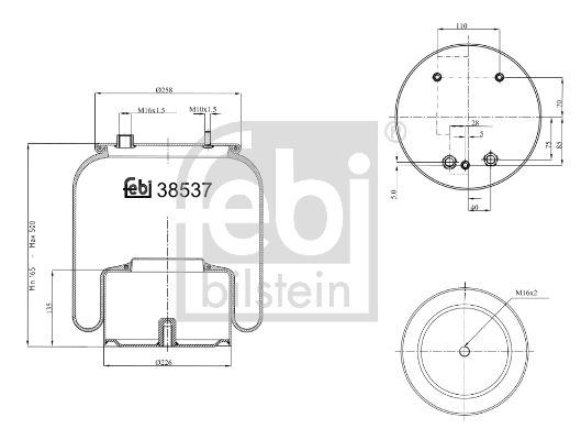 Burduf, suspensie pneumatica 38537 FEBI BILSTEIN