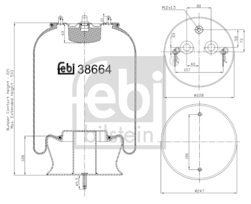 Burduf, suspensie pneumatica 38664 FEBI BILSTEIN