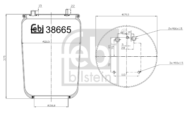 Burduf, suspensie pneumatica 38665 FEBI BILSTEIN