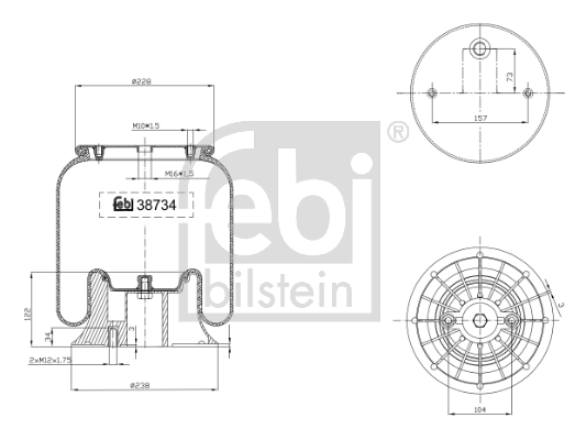 Burduf, suspensie pneumatica 38734 FEBI BILSTEIN