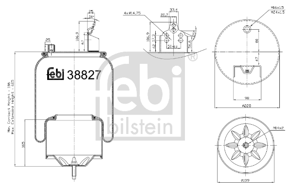 Burduf, suspensie pneumatica 38827 FEBI BILSTEIN