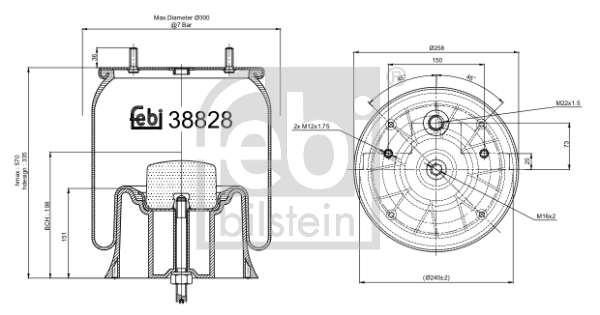 Burduf, suspensie pneumatica 38828 FEBI BILSTEIN