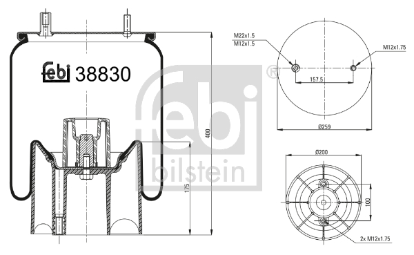 Burduf, suspensie pneumatica 38830 FEBI BILSTEIN