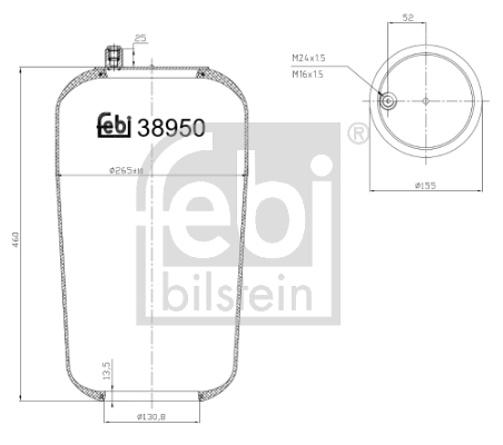 Burduf, suspensie pneumatica 38950 FEBI BILSTEIN