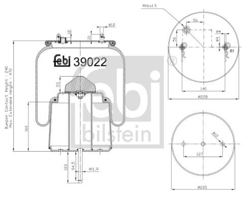 Burduf, suspensie pneumatica 39022 FEBI BILSTEIN