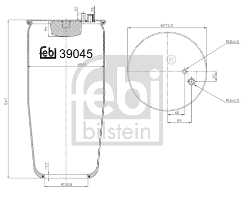 Burduf, suspensie pneumatica 39045 FEBI BILSTEIN