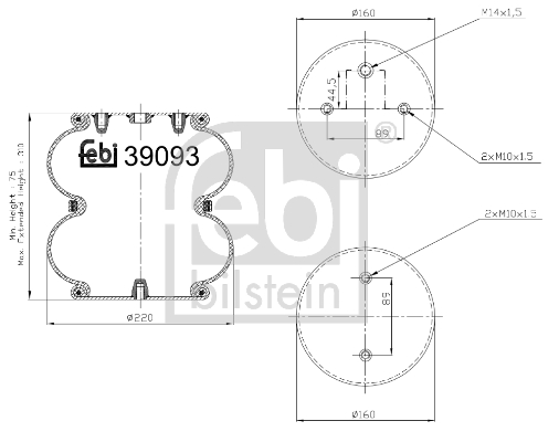 Burduf, suspensie pneumatica 39093 FEBI BILSTEIN