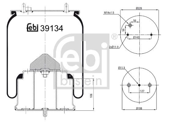 Burduf, suspensie pneumatica 39134 FEBI BILSTEIN