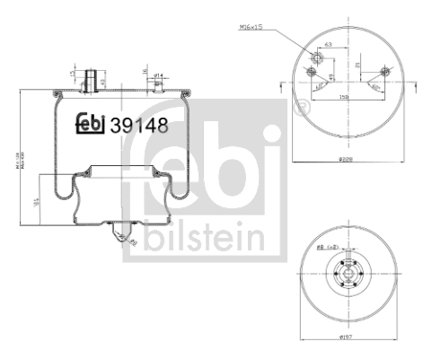 Burduf, suspensie pneumatica 39148 FEBI BILSTEIN