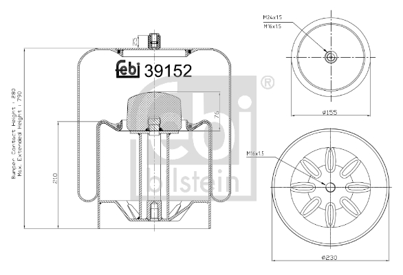 Burduf, suspensie pneumatica 39152 FEBI BILSTEIN