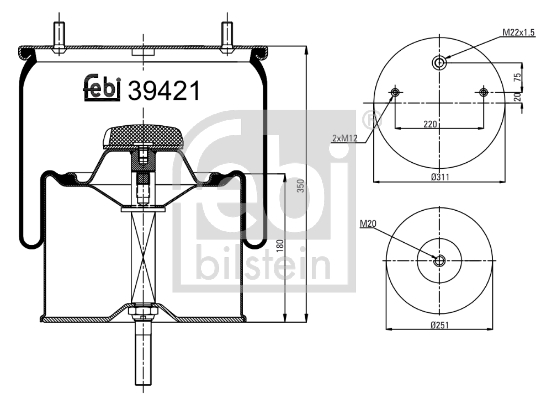 Burduf, suspensie pneumatica 39421 FEBI BILSTEIN