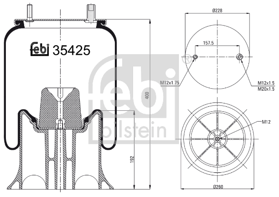 Burduf, suspensie pneumatica 39425 FEBI BILSTEIN