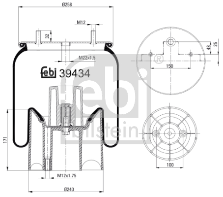 Burduf, suspensie pneumatica 39434 FEBI BILSTEIN