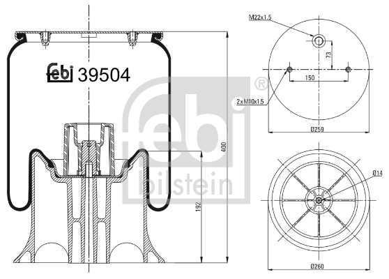 Burduf, suspensie pneumatica 39504 FEBI BILSTEIN