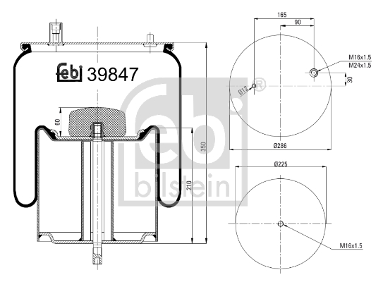 Burduf, suspensie pneumatica 39847 FEBI BILSTEIN