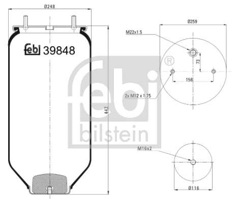 Burduf, suspensie pneumatica 39848 FEBI BILSTEIN